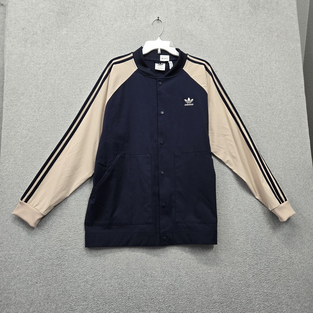 Adidas Men Jacket M Navy Colorblock Superstar Woven Bomber Ripstop Trefoil Logo